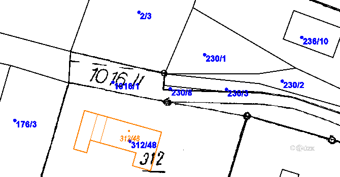 Parcela st. 230/8 v KÚ Milíčovice, Katastrální mapa