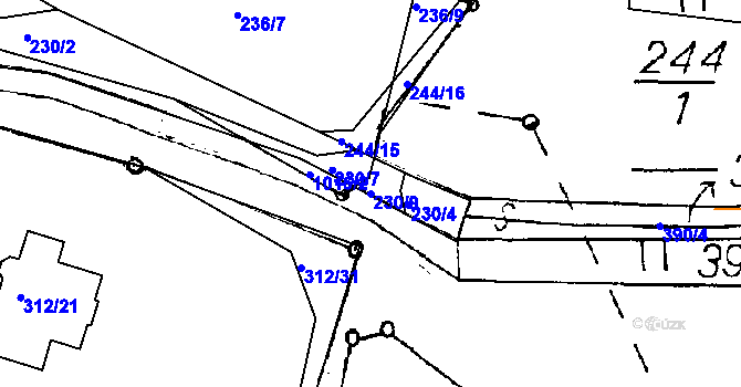 Parcela st. 230/9 v KÚ Milíčovice, Katastrální mapa