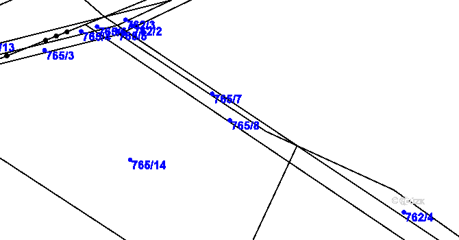 Parcela st. 765/8 v KÚ Milíčovice, Katastrální mapa