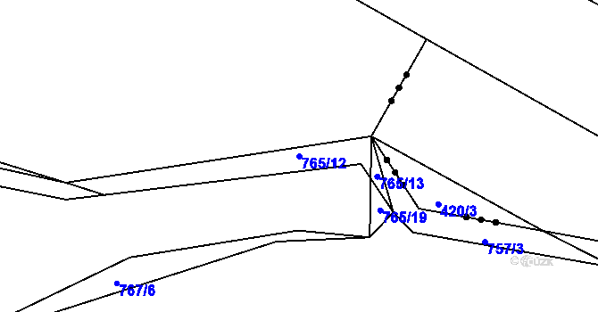 Parcela st. 765/12 v KÚ Milíčovice, Katastrální mapa