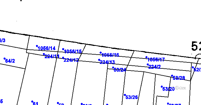 Parcela st. 1056/16 v KÚ Milíčovice, Katastrální mapa
