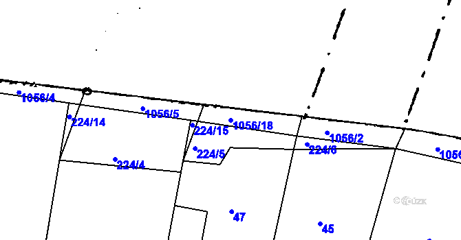 Parcela st. 1056/18 v KÚ Milíčovice, Katastrální mapa