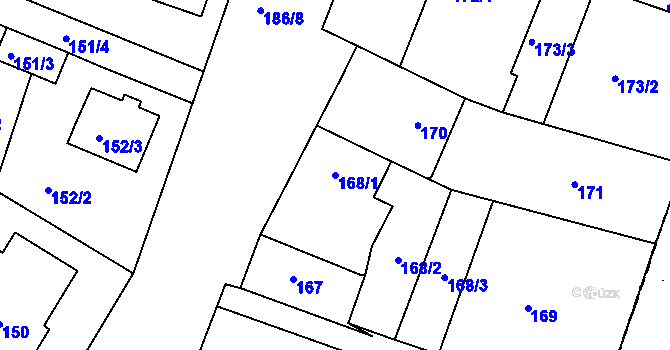 Parcela st. 168/1 v KÚ Milíčovice, Katastrální mapa