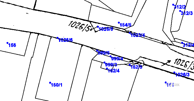 Parcela st. 999/5 v KÚ Milíčovice, Katastrální mapa