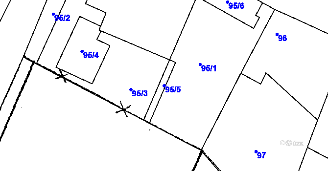 Parcela st. 95/5 v KÚ Milíčovice, Katastrální mapa