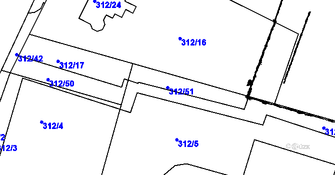Parcela st. 312/51 v KÚ Milíčovice, Katastrální mapa