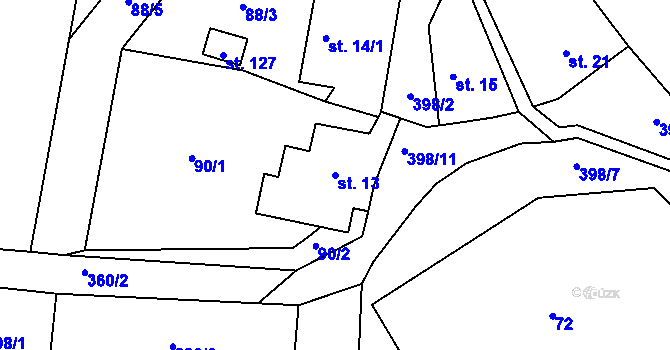 Parcela st. 13 v KÚ Malá Šitboř, Katastrální mapa