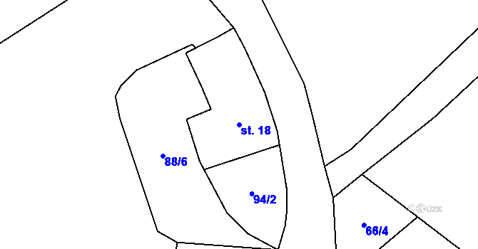 Parcela st. 18 v KÚ Malá Šitboř, Katastrální mapa