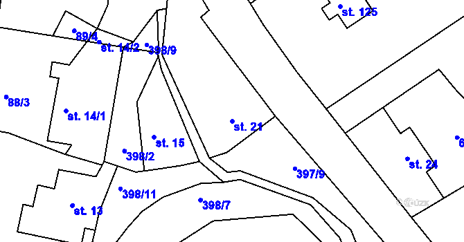 Parcela st. 21 v KÚ Malá Šitboř, Katastrální mapa