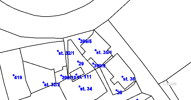 Parcela st. 35/1 v KÚ Malá Šitboř, Katastrální mapa
