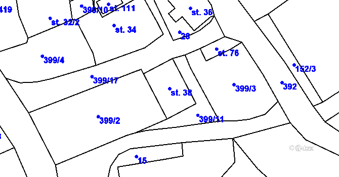 Parcela st. 38 v KÚ Malá Šitboř, Katastrální mapa