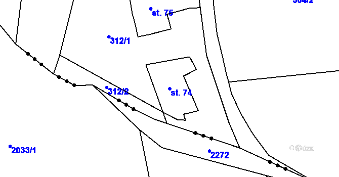 Parcela st. 74 v KÚ Malá Šitboř, Katastrální mapa