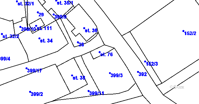 Parcela st. 76 v KÚ Malá Šitboř, Katastrální mapa