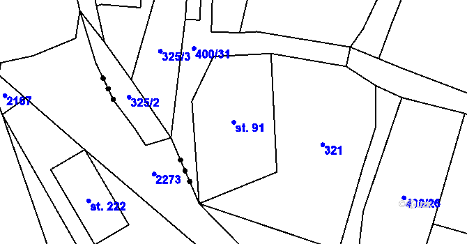Parcela st. 91 v KÚ Malá Šitboř, Katastrální mapa