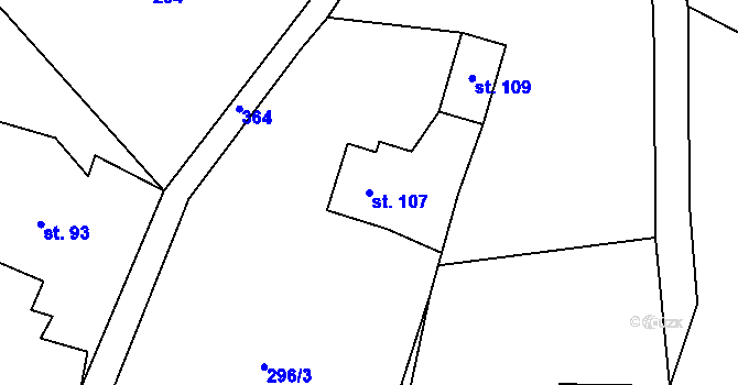 Parcela st. 107 v KÚ Malá Šitboř, Katastrální mapa