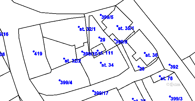 Parcela st. 111 v KÚ Malá Šitboř, Katastrální mapa