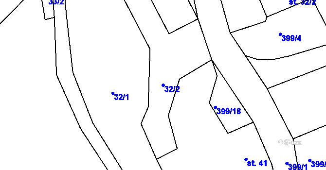 Parcela st. 32/2 v KÚ Malá Šitboř, Katastrální mapa