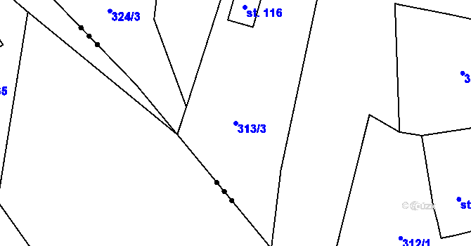 Parcela st. 313/3 v KÚ Malá Šitboř, Katastrální mapa