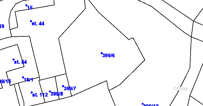Parcela st. 399/6 v KÚ Malá Šitboř, Katastrální mapa
