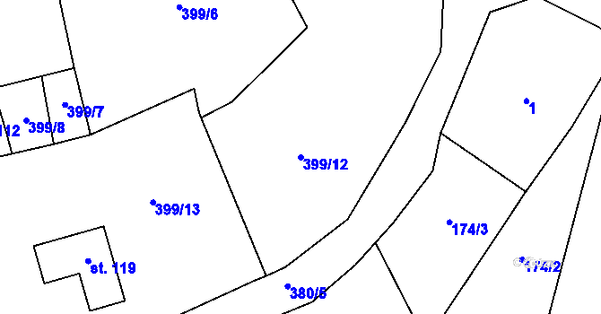 Parcela st. 399/12 v KÚ Malá Šitboř, Katastrální mapa