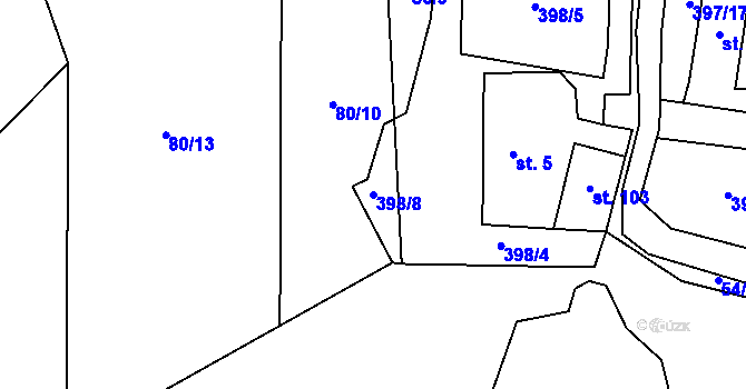 Parcela st. 398/8 v KÚ Malá Šitboř, Katastrální mapa