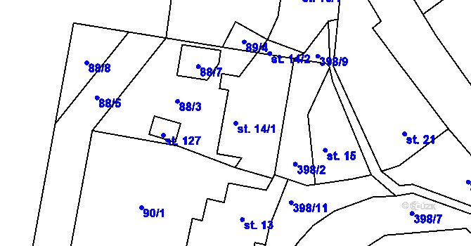 Parcela st. 14/1 v KÚ Malá Šitboř, Katastrální mapa