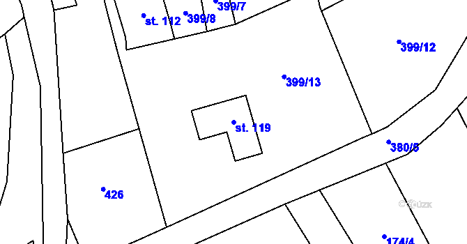 Parcela st. 119 v KÚ Malá Šitboř, Katastrální mapa