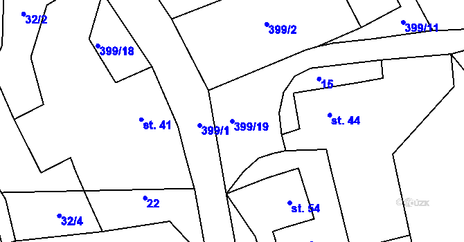 Parcela st. 399/19 v KÚ Malá Šitboř, Katastrální mapa