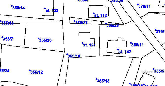 Parcela st. 121 v KÚ Milíkov u Mariánských Lázní, Katastrální mapa