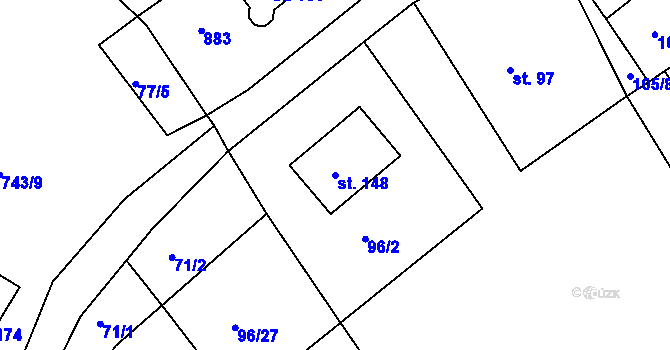 Parcela st. 148 v KÚ Milíkov u Mariánských Lázní, Katastrální mapa