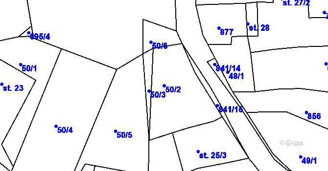 Parcela st. 50/2 v KÚ Milíkov u Mariánských Lázní, Katastrální mapa