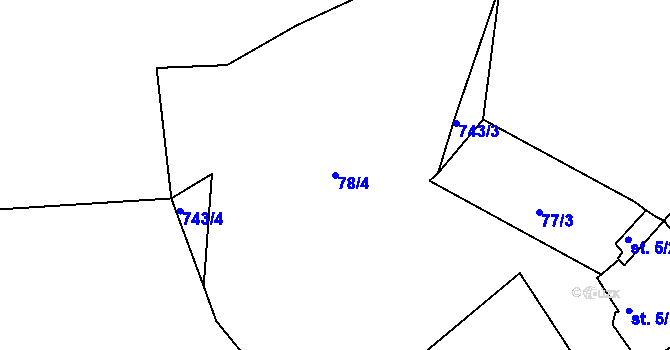 Parcela st. 78/4 v KÚ Milíkov u Mariánských Lázní, Katastrální mapa