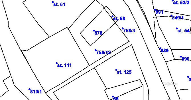 Parcela st. 758/12 v KÚ Milíkov u Mariánských Lázní, Katastrální mapa
