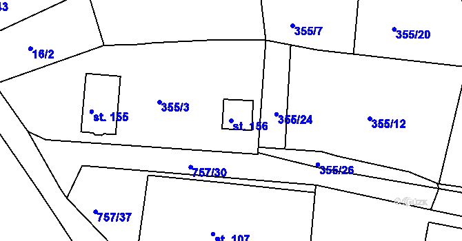 Parcela st. 156 v KÚ Milíkov u Mariánských Lázní, Katastrální mapa