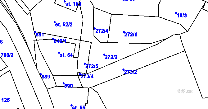Parcela st. 272/2 v KÚ Milíkov u Mariánských Lázní, Katastrální mapa