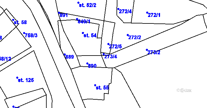 Parcela st. 273/4 v KÚ Milíkov u Mariánských Lázní, Katastrální mapa