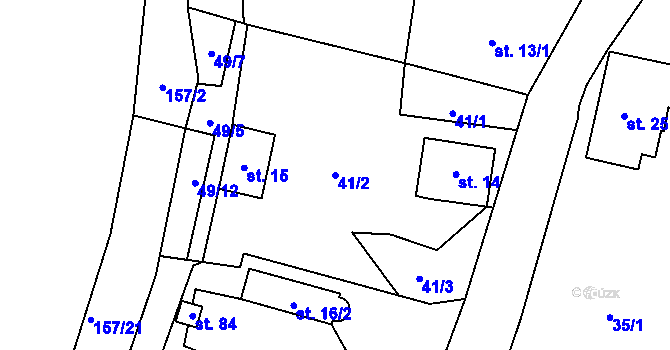 Parcela st. 41/2 v KÚ Těšov u Milíkova, Katastrální mapa