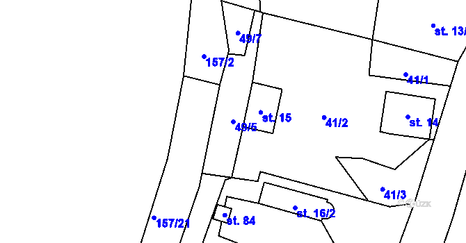 Parcela st. 49/5 v KÚ Těšov u Milíkova, Katastrální mapa