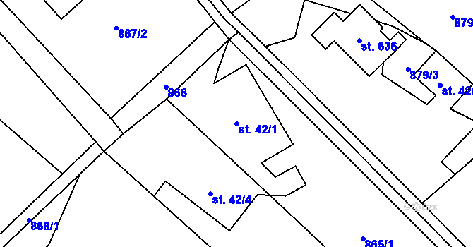 Parcela st. 42/1 v KÚ Milíkov u Jablunkova, Katastrální mapa
