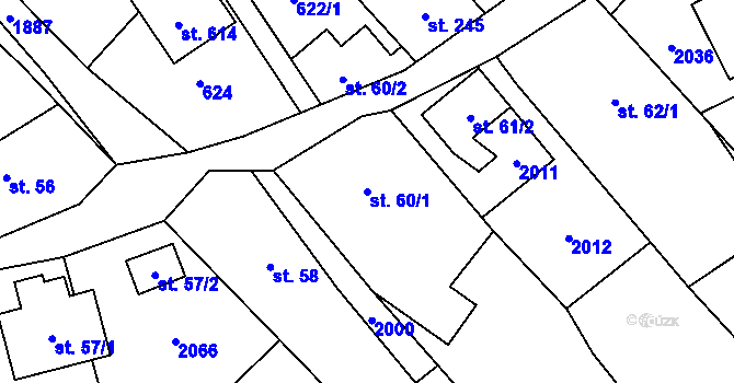 Parcela st. 60/1 v KÚ Milíkov u Jablunkova, Katastrální mapa