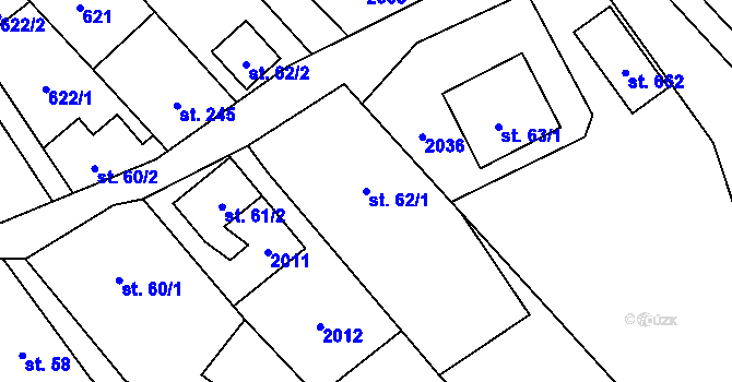 Parcela st. 62/1 v KÚ Milíkov u Jablunkova, Katastrální mapa