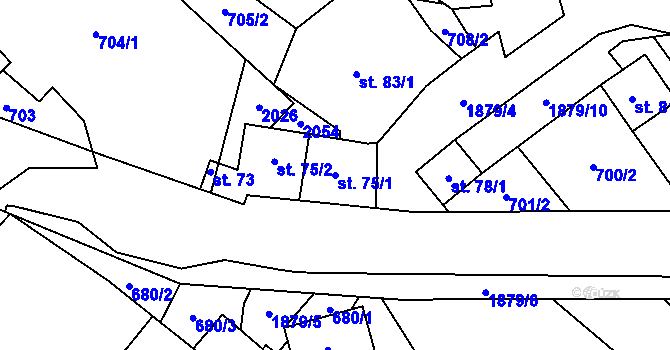 Parcela st. 75/1 v KÚ Milíkov u Jablunkova, Katastrální mapa