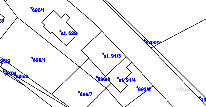 Parcela st. 91/3 v KÚ Milíkov u Jablunkova, Katastrální mapa