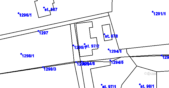Parcela st. 97/2 v KÚ Milíkov u Jablunkova, Katastrální mapa