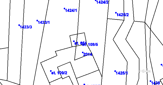 Parcela st. 109/5 v KÚ Milíkov u Jablunkova, Katastrální mapa