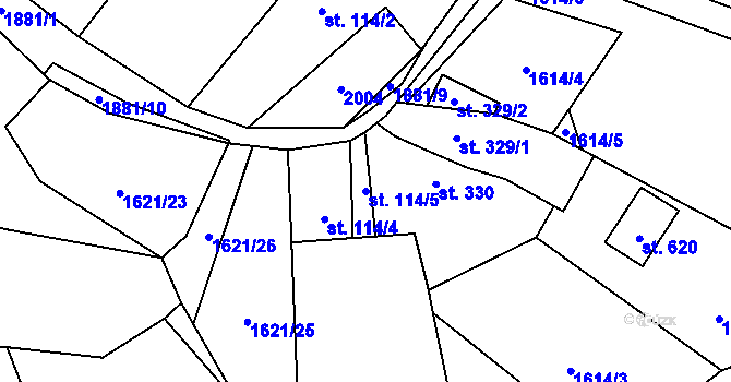 Parcela st. 114/5 v KÚ Milíkov u Jablunkova, Katastrální mapa