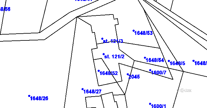 Parcela st. 121/2 v KÚ Milíkov u Jablunkova, Katastrální mapa