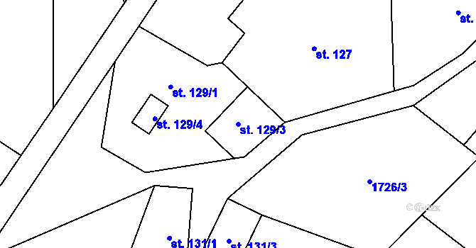 Parcela st. 129/3 v KÚ Milíkov u Jablunkova, Katastrální mapa