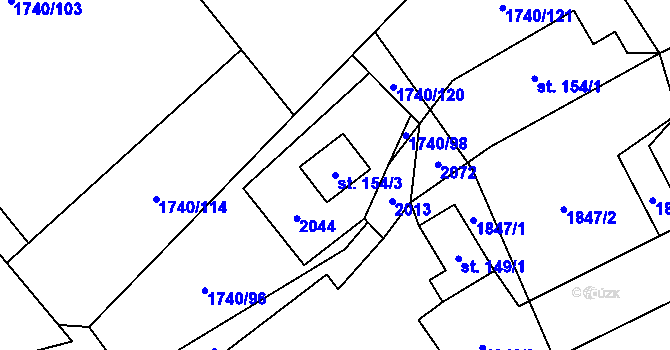 Parcela st. 154/3 v KÚ Milíkov u Jablunkova, Katastrální mapa