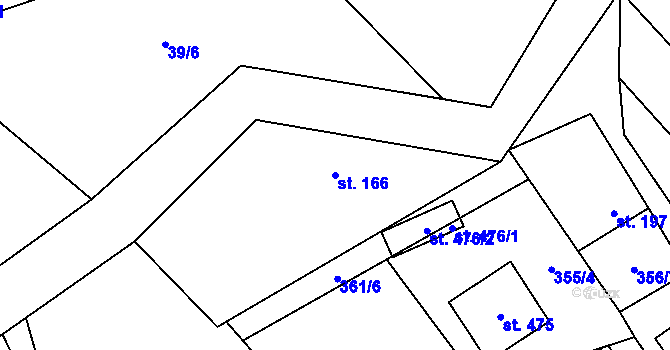 Parcela st. 166 v KÚ Milíkov u Jablunkova, Katastrální mapa